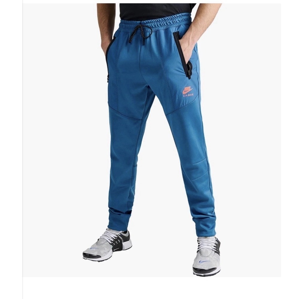 $95 NIKE SPORTSWEAR AIR MAX THERMA-FIT TRACK PANTS KNIT JOGGERS BLUE sz M